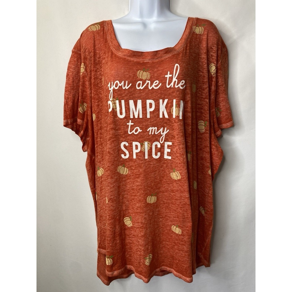 Fifth Sun Womens Fall Shirt Size 2X Lightweight Novelty Print Pumpkins Autumn